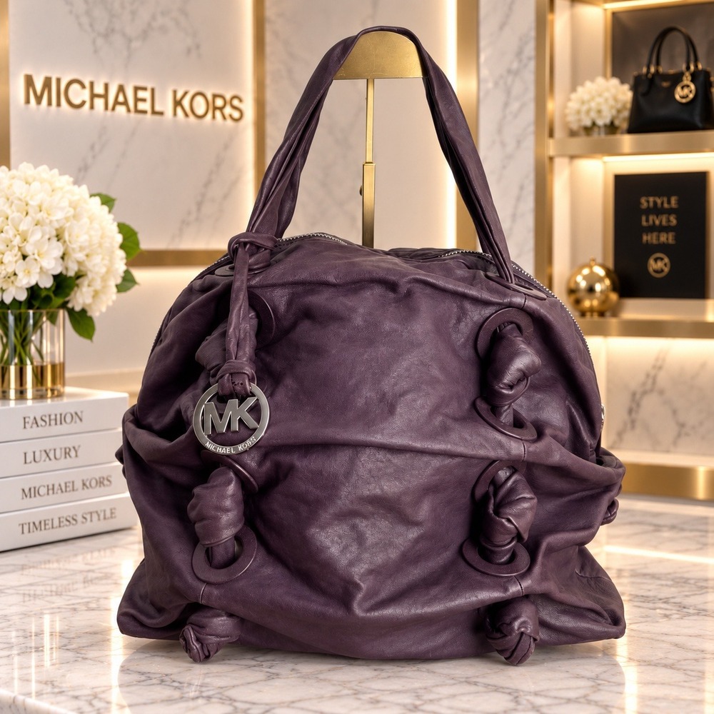 Michael Kors‎ Zuma Y2K Purple Nappa Leather Knotted Satchel UNIQUE